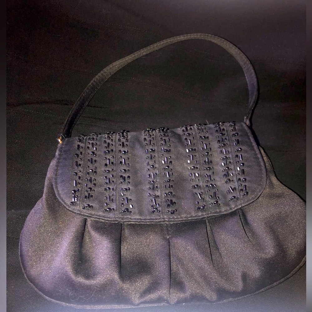 NWOT Small Black Satin Purse/Wristlet